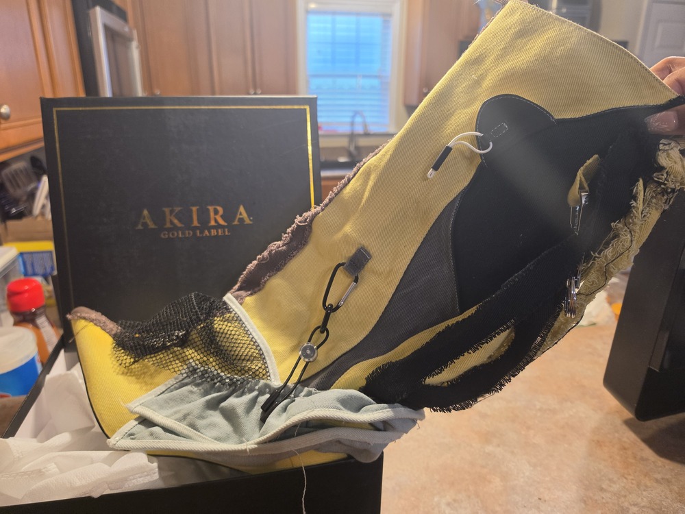 AKIRA AKIRA GOLD COALESCE SPORTY MIXED MATERIAL STILETTO BOOT Size 1111
